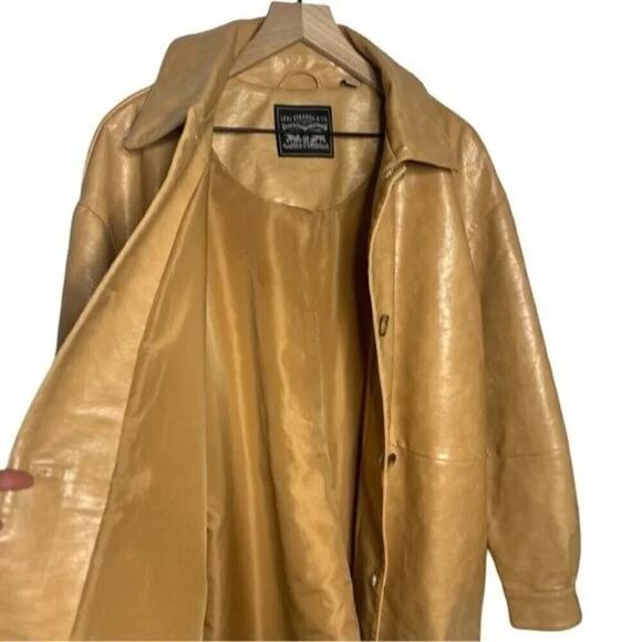 Levi's Oversize Tan Faux Leather Relaxed Button Front Jacket Size Large - Picture 6 of 16